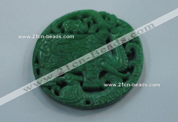 NGP1617 68*68mm Carved dyed natural hetian jade pendants wholesale