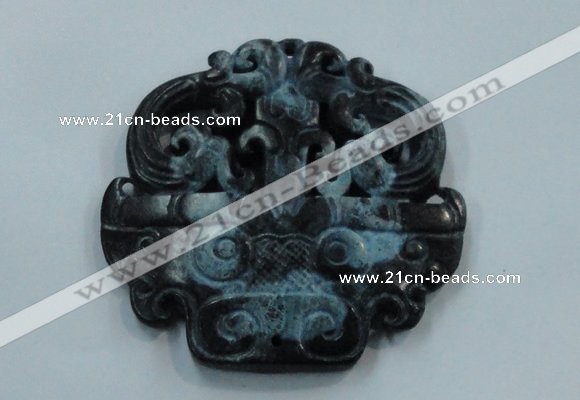 NGP1642 63*65mm Carved dyed natural hetian jade pendants wholesale