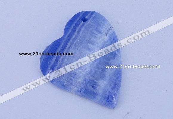 NGP165 2pcs 36*40mm heart dyed blue lace agate gemstone pendants