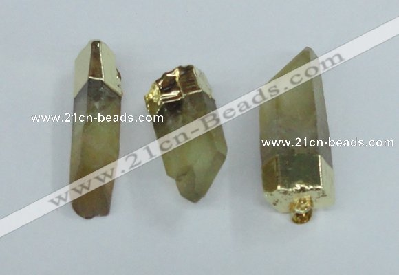 NGP1668 12*35mm - 18*50mm faceted nuggets lemon quartz pendants