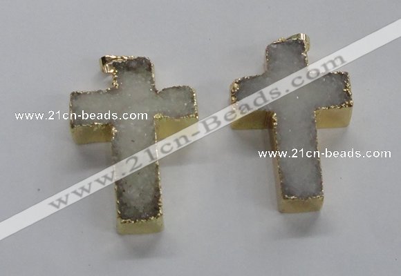 NGP1684 30*45mm - 32*50mm cross druzy agate pendants wholesale