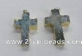 NGP1685 30*45mm - 32*50mm cross druzy agate pendants wholesale