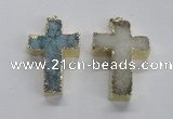 NGP1686 30*45mm - 32*50mm cross druzy agate pendants wholesale