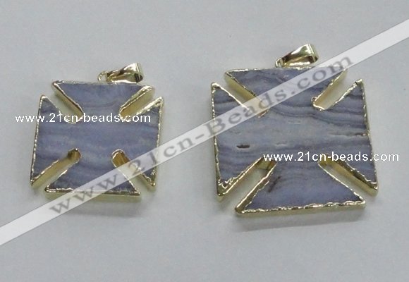 NGP1689 30*30mm - 33*33mm blue lace agate gemstone pendants