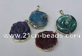 NGP1696 28*30mm - 30*32mm carved flower agate gemstone pendants