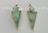 NGP1702 18*39mm arrowhead australia chrysoprase pendants