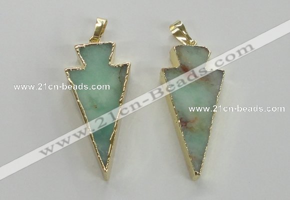 NGP1702 18*39mm arrowhead australia chrysoprase pendants