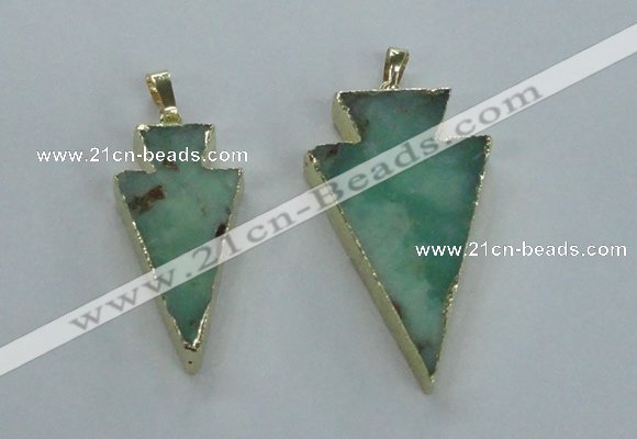 NGP1704 18*38mm - 27*47mm arrowhead australia chrysoprase pendants