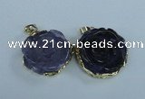 NGP1709 28*30mm - 30*32mm carved flower agate gemstone pendants