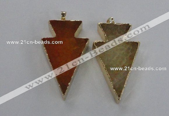 NGP1714 28*50mm - 30*55mm arrowhead agate gemstone pendants