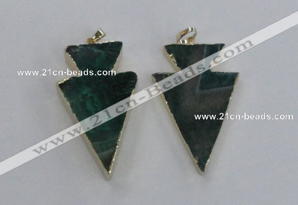 NGP1718 28*50mm - 30*55mm arrowhead agate gemstone pendants