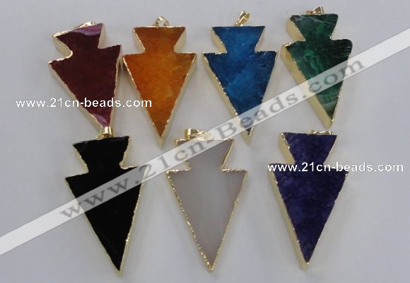 NGP1719 28*50mm - 30*55mm arrowhead agate gemstone pendants