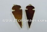 NGP1722 30*65mm arrowhead agate gemstone pendants wholesale