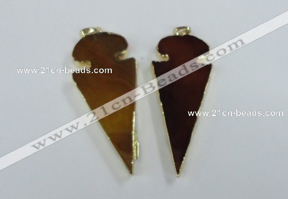 NGP1722 30*65mm arrowhead agate gemstone pendants wholesale