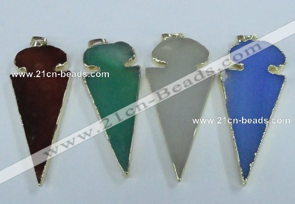 NGP1725 30*65mm arrowhead agate gemstone pendants wholesale