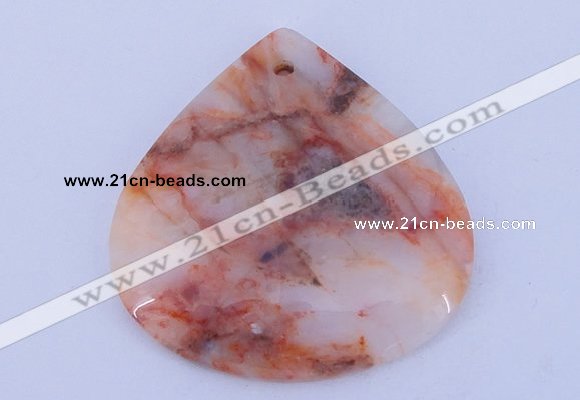 NGP173 2pcs 6*44mm flat teardrop rainbow agate gemstone pendants