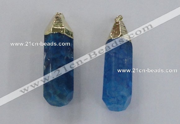 NGP1737 17*60mm faceted nuggets agate gemstone pendants wholesale