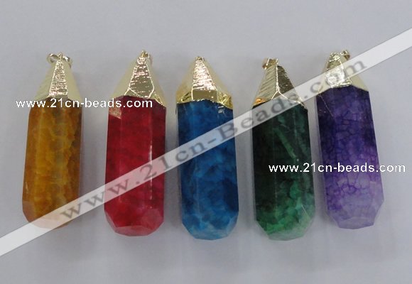 NGP1739 17*60mm faceted nuggets agate gemstone pendants wholesale