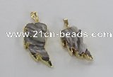 NGP1742 15*30mm - 20*40mm carved leaf druzy agate pendants