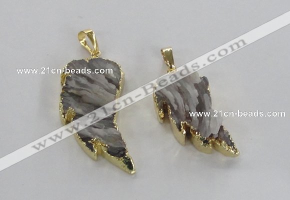 NGP1742 15*30mm - 20*40mm carved leaf druzy agate pendants