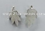 NGP1745 22*30mm - 25*35mm carved leaf druzy agate pendants