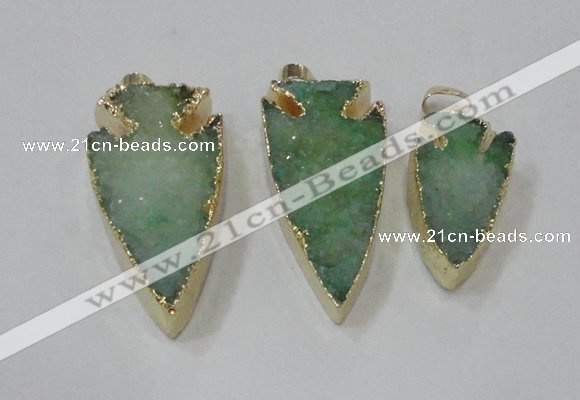 NGP1748 20*30mm - 25*50mm arrowhead druzy agate gemstone pendants