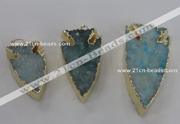 NGP1749 20*30mm - 25*50mm arrowhead druzy agate gemstone pendants