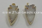 NGP1750 20*30mm - 25*50mm arrowhead druzy agate gemstone pendants