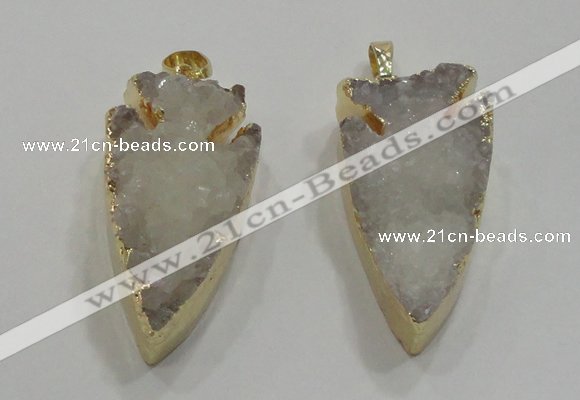 NGP1750 20*30mm - 25*50mm arrowhead druzy agate gemstone pendants