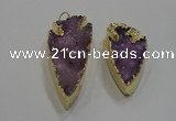 NGP1751 20*30mm - 25*50mm arrowhead druzy agate gemstone pendants