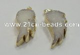 NGP1754 20*40mm carved leaf druzy agate gemstone pendants