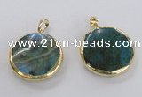 NGP1758 30mm flat round agate gemstone pendants wholesale