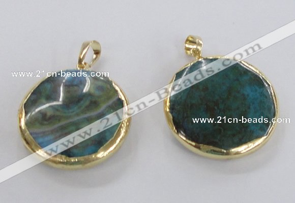 NGP1758 30mm flat round agate gemstone pendants wholesale