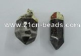 NGP1766 15*35mm - 25*40mm faceted nuggets green phantom quartz pendants