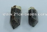 NGP1767 20*45mm - 25*50mm faceted nuggets green phantom quartz pendants