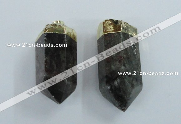 NGP1768 25*55mm - 20*60mm faceted nuggets green phantom quartz pendants