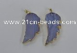 NGP1773 22*45mm - 25*50mm wing-shaped agate gemstone pendants