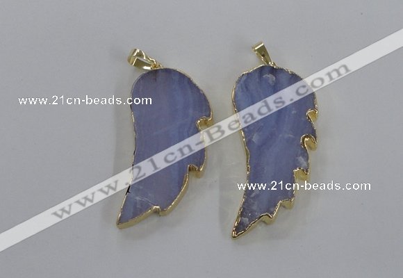 NGP1773 22*45mm - 25*50mm wing-shaped agate gemstone pendants