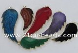 NGP1774 25*45mm - 35*65mm wing-shaped agate gemstone pendants