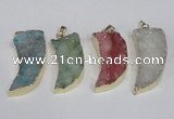 NGP1786 15*35mm - 20*45mm oxhorn druzy agate gemstone pendants