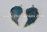 NGP1789 28*45mm - 35*55mm wing-shaped druzy agate pendants