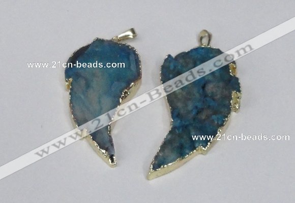 NGP1789 28*45mm - 35*55mm wing-shaped druzy agate pendants