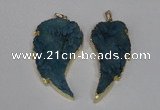 NGP1790 30*60mm - 35*65mm wing-shaped druzy agate pendants