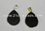 NGP1799 25*35mm flat teardrop agate gemstone pendants wholesale