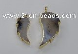NGP1805 20*45mm - 28*55mm wing-shaped montana agate pendants
