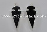 NGP1807 25*60mm - 30*65mm arrowhead black agate pendants