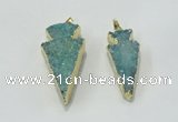 NGP1812 22*40mm - 28*48mm arrowhead druzy agate gemstone pendants