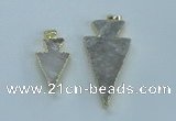 NGP1816 18*38mm - 28*45mm arrowhead druzy agate gemstone pendants