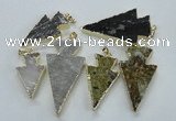 NGP1819 18*38mm - 28*45mm arrowhead druzy agate gemstone pendants