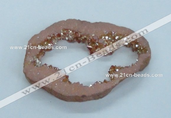 NGP1837 55*75mm - 65*80mm donut plated druzy agate pendants